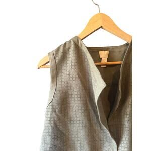 Chico's | Olive Green Faux Suede Moto Perforated Waterfall Vest  | Size Small